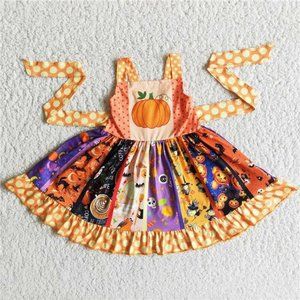 Autumn Pumpkin Twirl Milk SIlk Dress